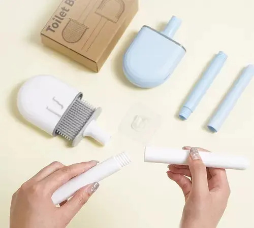 Escobilla De Baño Cepillo Punta Flexible Silicona Gris 13