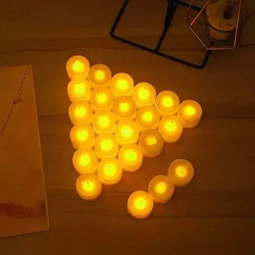 Pack 24 Velas A Pila De Led Con Efecto Llama Dorado Vela 15
