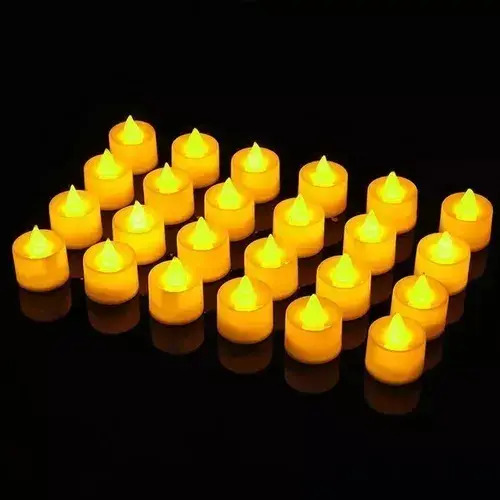 Pack 24 Velas A Pila De Led Con Efecto Llama Dorado Vela 8