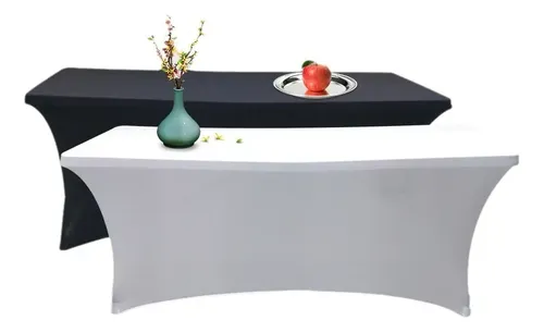 Mantel Spandex Blanco Rectangular 180x75 Cm Para Eventos Lavable Liso 14