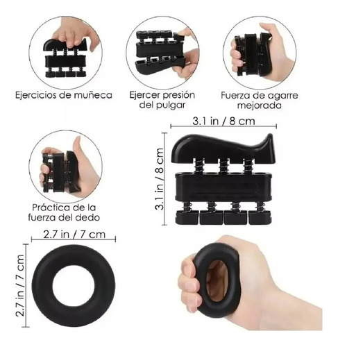 Hand Grip Set Pinza Resistencia Hand Grip Ejercicio Muñeca Negro 4