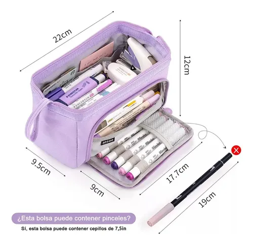 Estuche De Lapices Doble Capa Organizadoras Gran Capacidad Color Purpura 17