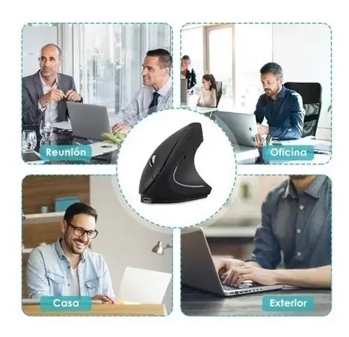 Ratón Vertical Inalámbrico 2.4g Recargable X Usb Ergonómico Color Negro 16