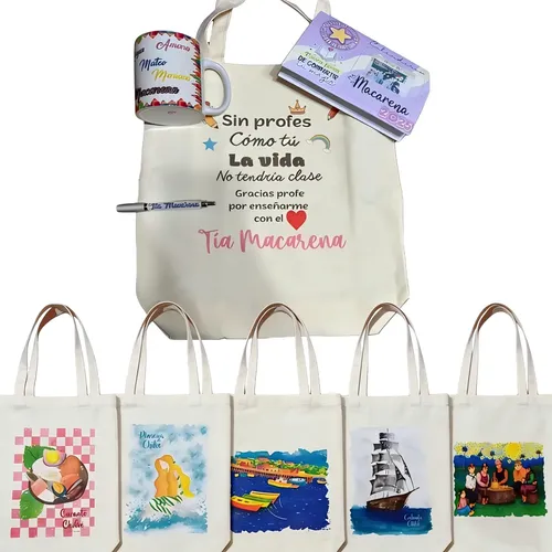 Bolsa Algodon Biodegradable Reusable 10 Unidads 35x40cm Blanco Mochila 2