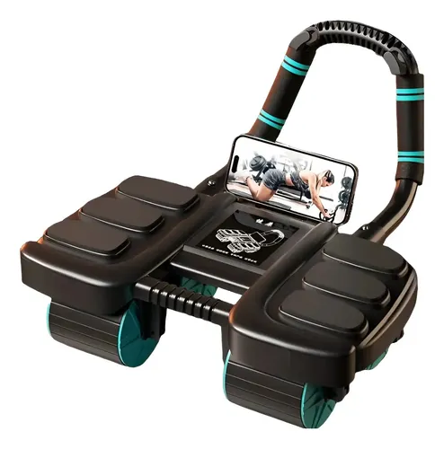 Rodillo Rueda Abdominal 4 Soporte Rebote Automatico Fitness Negro 11