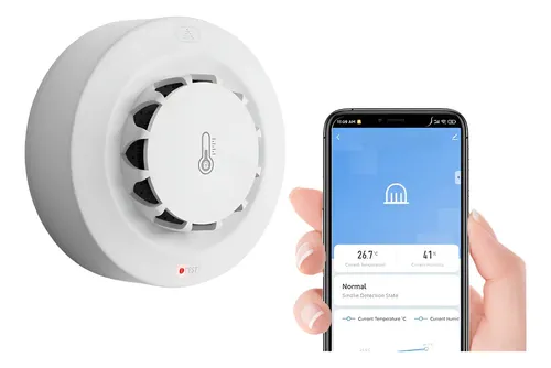 Detector Humo Sensor Wifi Tuya App Bluetooth Alarma Incendio Blanco