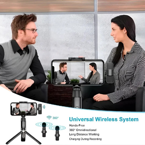 Micrófono Lavalier Inalámbrico Para Ios iPhone iPad Y Usb-c Negro 12