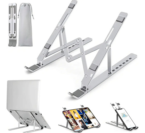 Soporte Portatil Notebook Aluminio Plegable De 7 Niveles Blanco 15