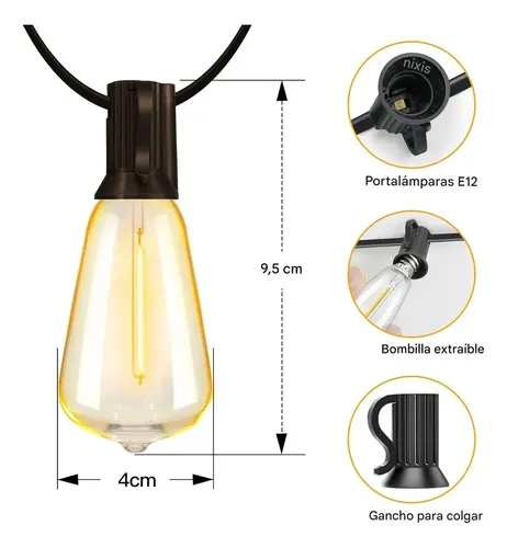 Cadena De 25 Luces De 15 M Que Se Puede Conectar En Serie Blanco Cálido 2