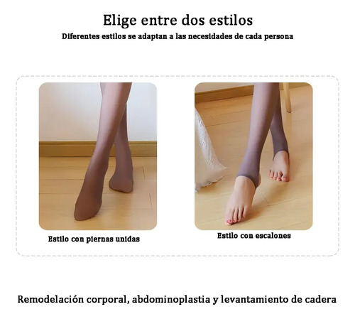 Calza Efecto Piel Panty Con Chiporro Invierno Con Pie Negro Liso Xl 12