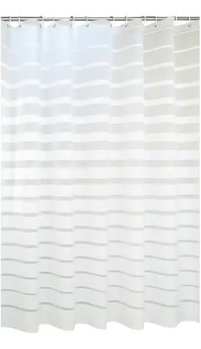 Cortina De Baño Yu Forro Rayada Blancas 180x180cm Con Ganchos Peva Blanco Rayas 13