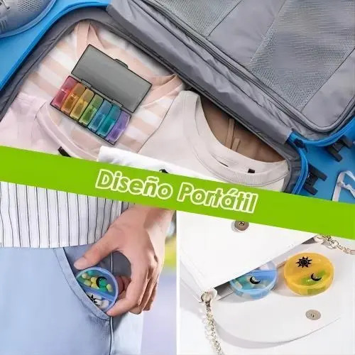 Pastillero Semanal Organizador Portátil 2 Tomas 7 Dias Color 14