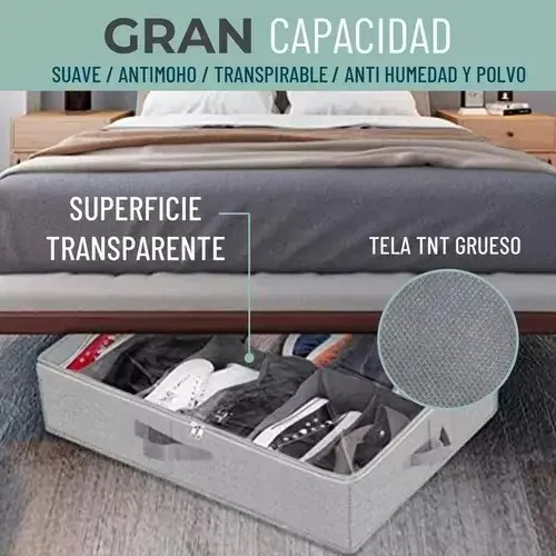 Organizador Zapatos Bajo Cama Almacenamiento Zapatero Set X1 Gris 8