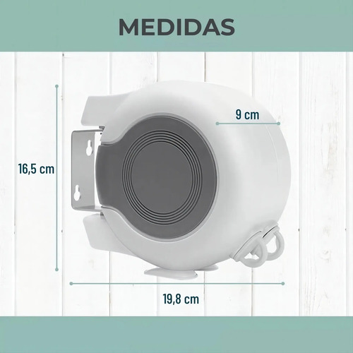 Tendedero Retractil Colgador Ropa Pared Doble Linea Color Blanco 11