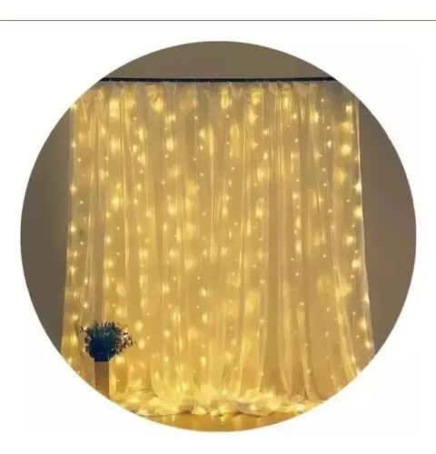 3mt Cascada Luces Guirnalda Cortina Led Navidad Eventos Boda Amarillo Cálido 9
