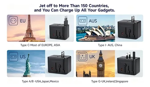 Enchufe Adaptador Viaje Universal En Uno 4 In 1 Gan 35w 3