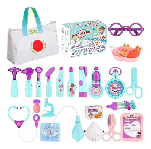 Set Juguetes Medico Doctor Niños Infantil Con Luz Y Sonido Multicolor (celeste, Morado, Rosa, Blanco) 16