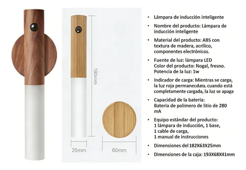 Aplique Magnético Led Con Carga Usb Y Sensor De Movimiento Blanco 19