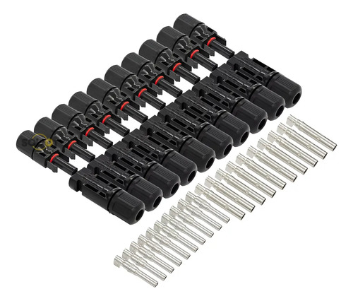 Conector Mc4 Macho Hembra Negro Hota Pack 10 Pares 1000v 30a Ip67 9