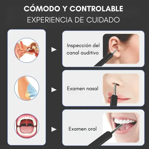 Limpia Oídos Cámara Inteligente Extractor De Cera Endoscopio Color Negro Ne3 11