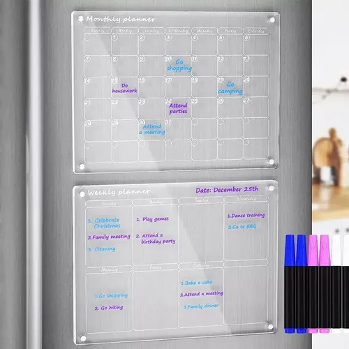 Pack 2 Pizarras Planner Mensual - Semanal, Imán Refrigerador 20