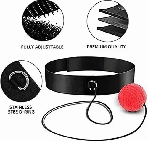 Vincha De Lienzo Con 2 Pelota Para Entrenamiento Boxeo Negro Y Rojo 9