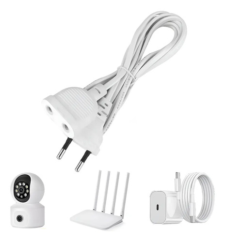 Extensión Electrica 10m 200w Para Cámara Led Adaptador Blanco 10