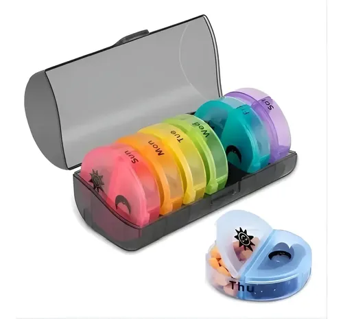 Pastillero Semanal Organizador Portátil 2 Tomas 7 Dias Color