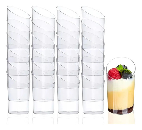 X100 Vasos Plasticos Set De Vasos Shot Postres Pocillo Desec Trasparente