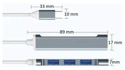 Adaptador Extension Hub Type Tipo C A 4 Puertos Usb3.0 5gbsp Plateado 8