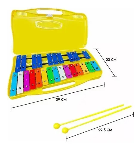 Metalofono Cromatico 25 Notas Xilofono Infantil Escolar Color Amarillo 3