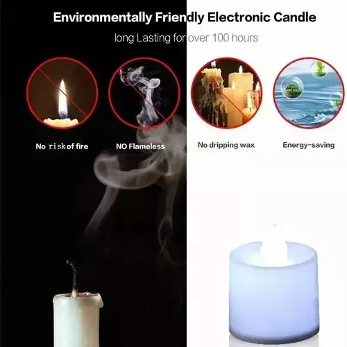 Pack 24 Velas A Pila De Led Con Efecto Llama Dorado Vela 19