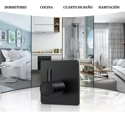 Ganchos Adhesivos Impermeables De Acero Inoxidable 5 Uds. Negro 10