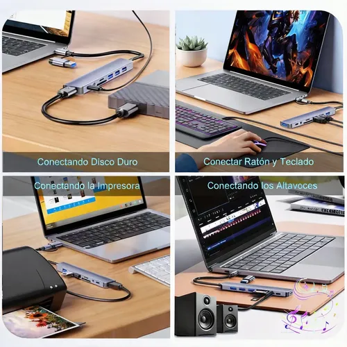 Hub Usb Hota Usb-c 8 Puertos Compatible Macbook Pro Samsung LG Huawei Plateado 13