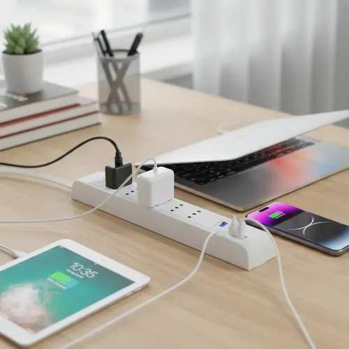 Alargador 4 Enchufes +rápida 20w ,2type C+1usb Protección Blanco 2