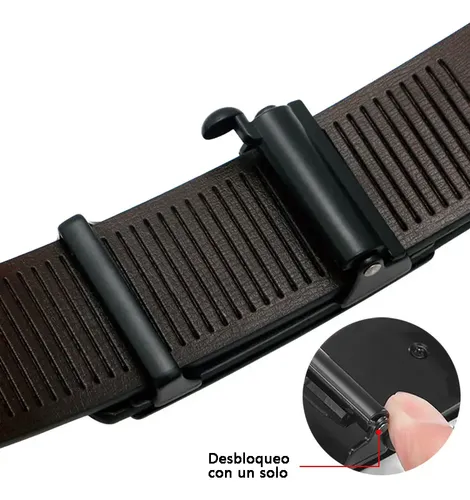 Cinturón Hombre Cuero De Vacuno Con Hebilla Automática 130cm Negro 130 3