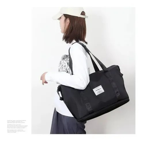 Bolsa Gran Capacidad Para Viajes Hombres Y Mujeres, Deportes Color Azul Lisa 9