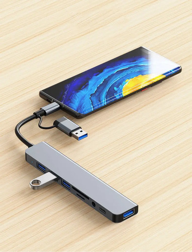 Hub Usb Hota Usb-c 8 Puertos Compatible Macbook Pro Samsung LG Huawei Plateado 17
