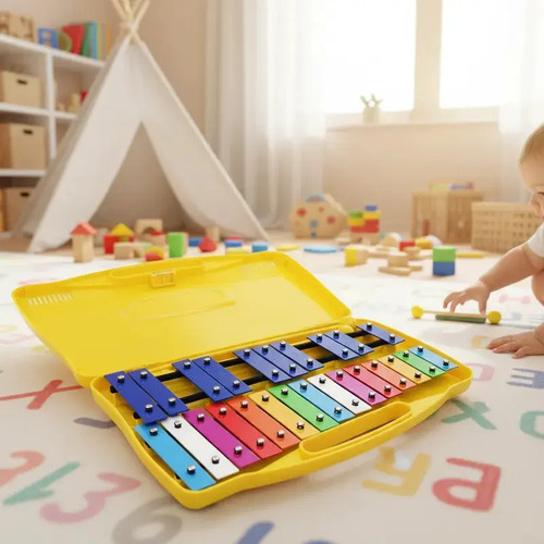 Metalofono Cromatico 25 Notas Xilofono Infantil Escolar Color Amarillo 14