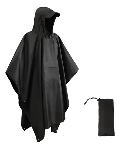 Poncho Impermeable Sin Olor Suave Capa Impermeable 210*140cm Negro 210*140cm