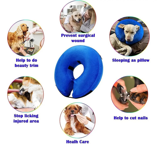 Collar Isabelino Regulable A Prueba De Mordidas P/perro Gato Azul Xl 7