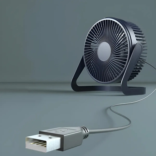 Ventilador Escritorio Usb Mini Fan Ajustable Silencioso 14 Cm Negro Plata 4 8