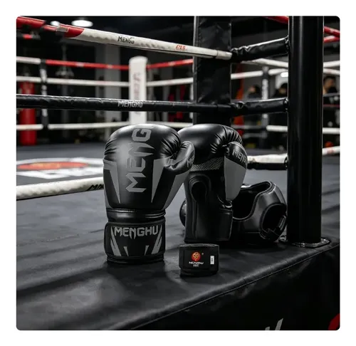 Guantes De Boxeo Profesional De Alta Calidad Con Velcro 14oz Negro 4