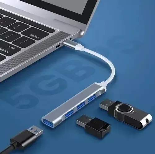 Adaptador Extension Hub Type Tipo C A 4 Puertos Usb3.0 5gbsp Plateado 9