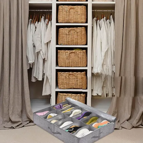 Organizador Zapatos Bajo Cama Almacenamiento Zapatero Set X1 Gris 3