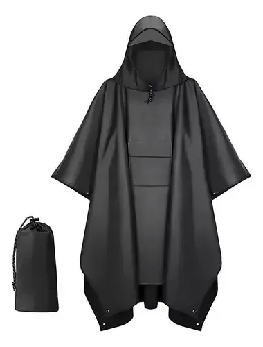 Poncho Impermeable Sin Olor Suave Capa Impermeable 210*140cm Negro 210*140cm 19