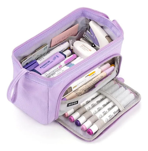 Estuche De Lapices Doble Capa Organizadoras Gran Capacidad Color Purpura 2