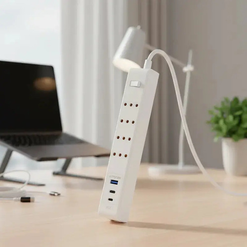 Alargador 4 Enchufes +rápida 20w ,2type C+1usb Protección Blanco 8