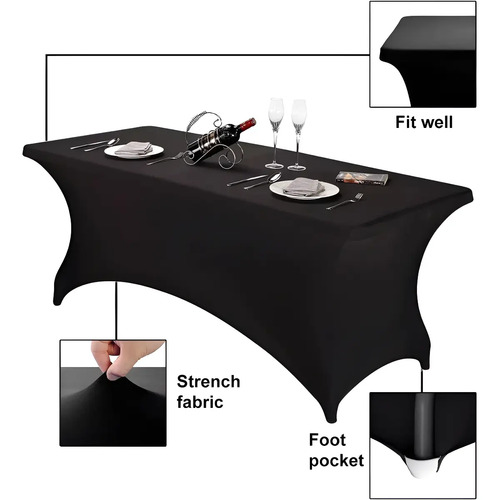 Funda Mantel Spandex Hota Negro 180x75cm Rectangular Hipoalergénico Liso 13