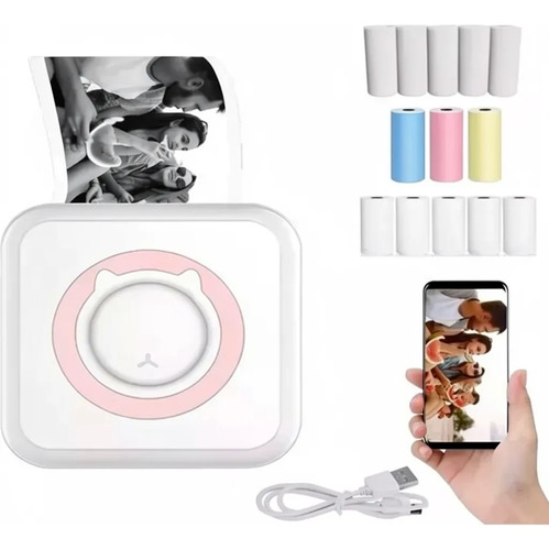 Mini Impresora Térmica Portátil Bluetooth Accesorios 13 Roll Rosa 10